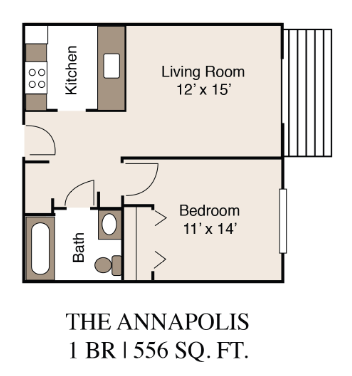 a floor plan of a one bedroom at Bay Forest Apartments
